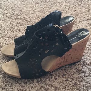 Anne Klein Black, Sandal Wedges